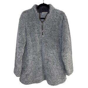 Soft Surroundings Plush Quarter Zip Pullover XL‎ Cozy Lounge Cabin Gray